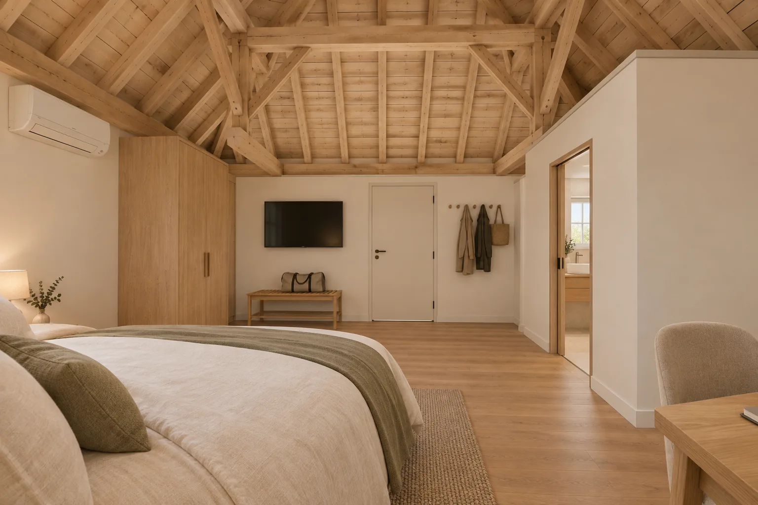 V13 Badkamer aan de koer, vanaf het bed
